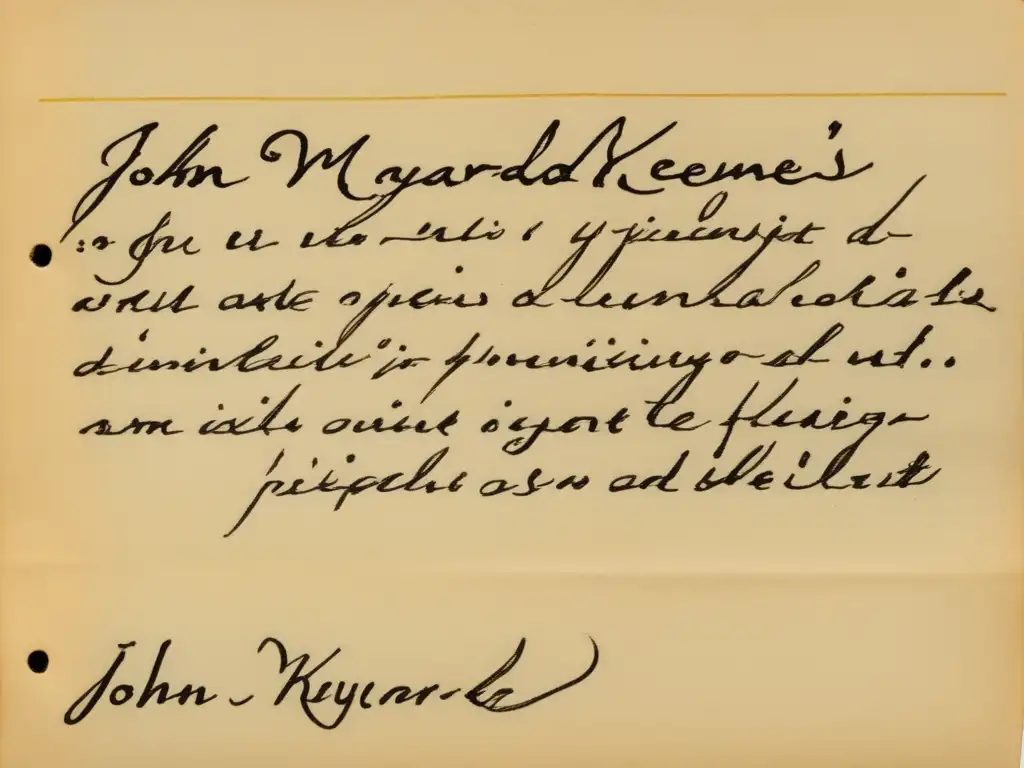 Las contribuciones de John Maynard Keynes plasmadas en sus notas manuscritas en papel envejecido