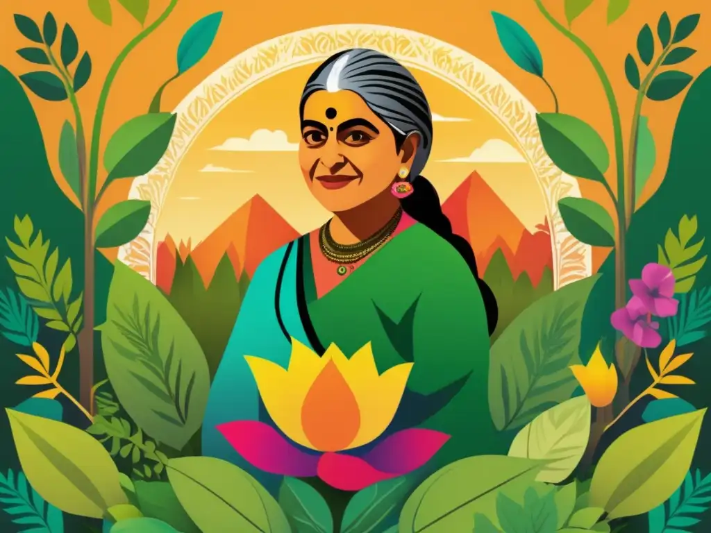 En el corazón del ecofeminismo, Vandana Shiva irradia sabiduría en un exuberante bosque