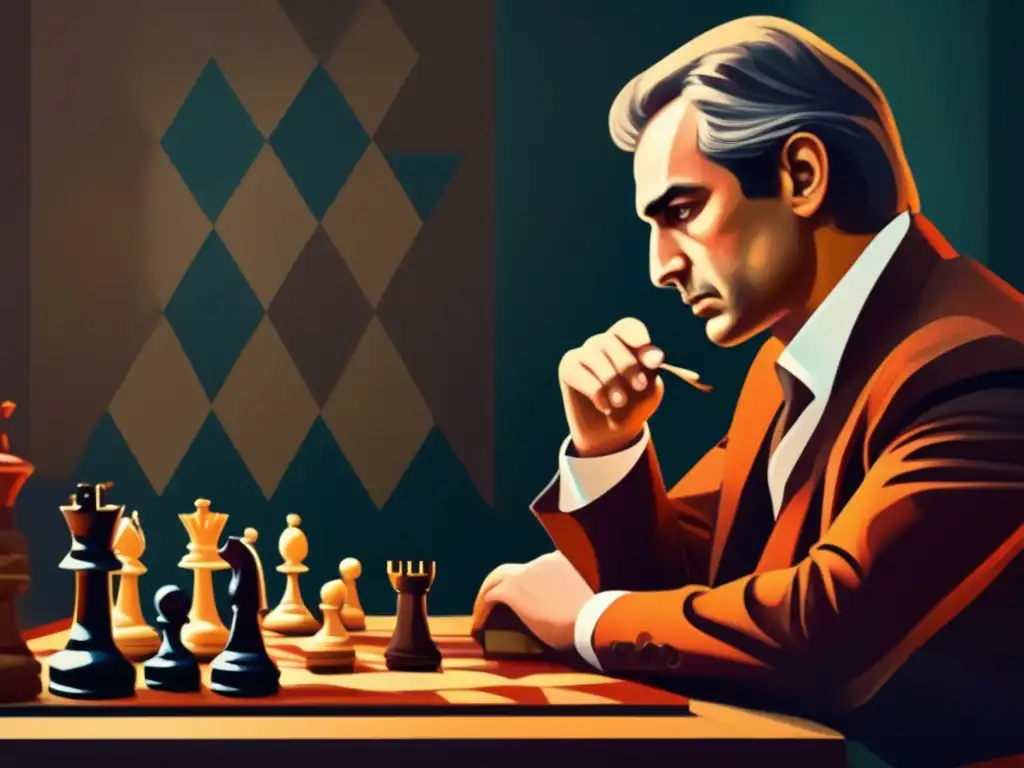 Un cuadro digital de alta resolución muestra a Anatoli Kárpov concentrado en una partida de ajedrez