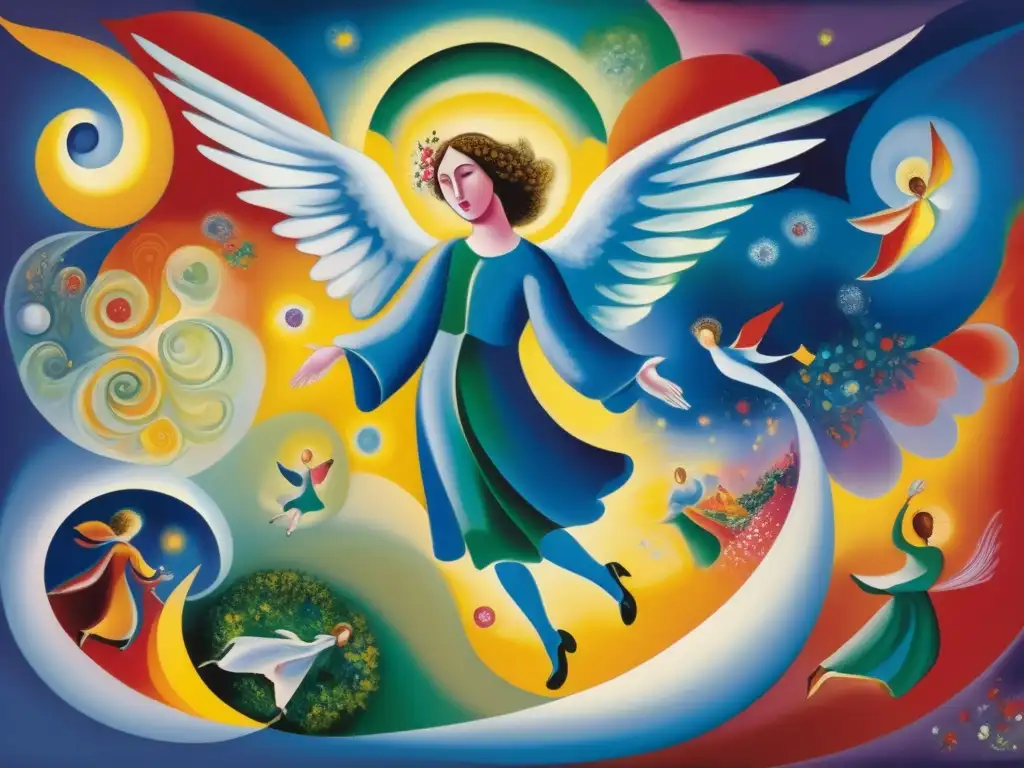 Un cuadro digital ultradetallado de 'El ángel caído' de Marc Chagall