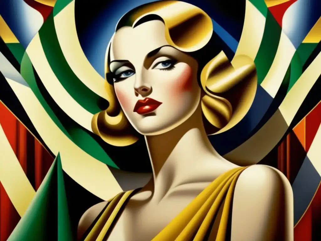 Una deslumbrante obra de Tamara de Lempicka, 'La Belle Rafaela', en un elegante entorno galerístico, resaltando su glamour atemporal