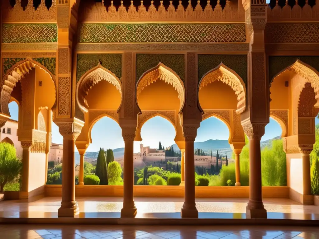 Un deslumbrante retrato de la arquitectura intrincada y hermosa del Palacio de la Alhambra en Granada, España