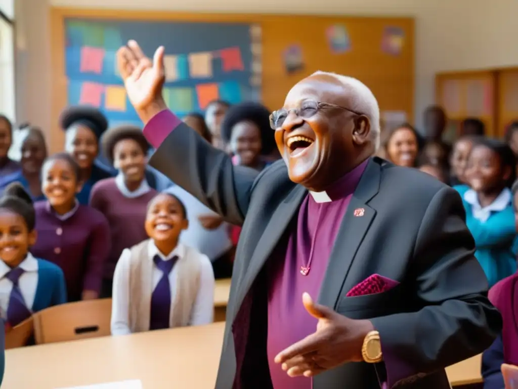 Desmond Tutu, líder de la filosofía de reconciliación, inspira a una diversa clase con pasión y determinación