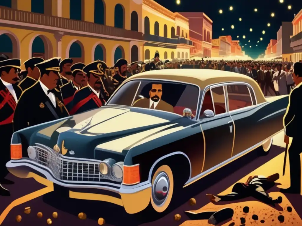 En la recreación detallada del asesinato de Rafael Leónidas Trujillo, se muestra el momento de su muerte en una calle abarrotada de gente en la noche