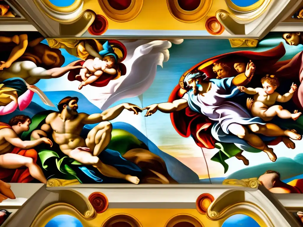 Ultra detalle de la Creación de Adán: fresco de la Capilla Sixtina - Detalles impactantes de Michelangelo - Una detallada imagen de la icónica fresco 'La Creación de Adán' de Miguel Ángel en la Capilla Sixtina