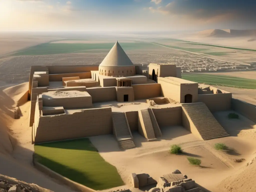 Detallada imagen 8k de las ruinas de la antigua ciudad asiria de Nínive, mostrando la grandiosidad y el declive del imperio asirio
