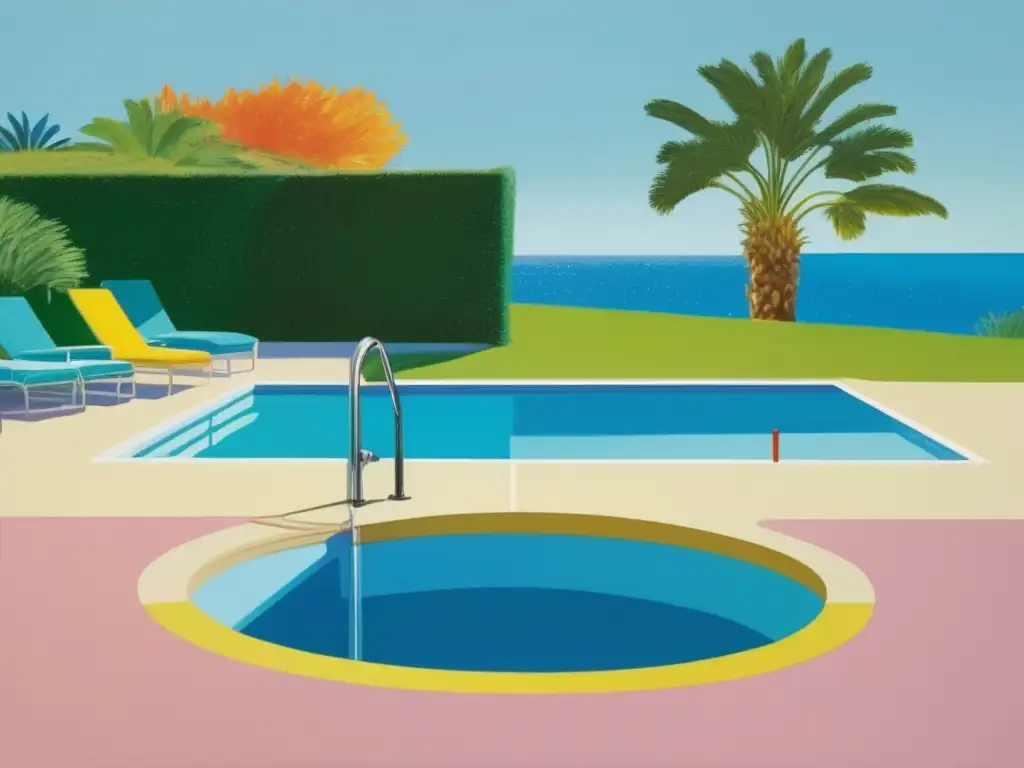 Una representación detallada de 'A Bigger Splash' de David Hockney, resaltando la maestría del artista en color y perspectiva