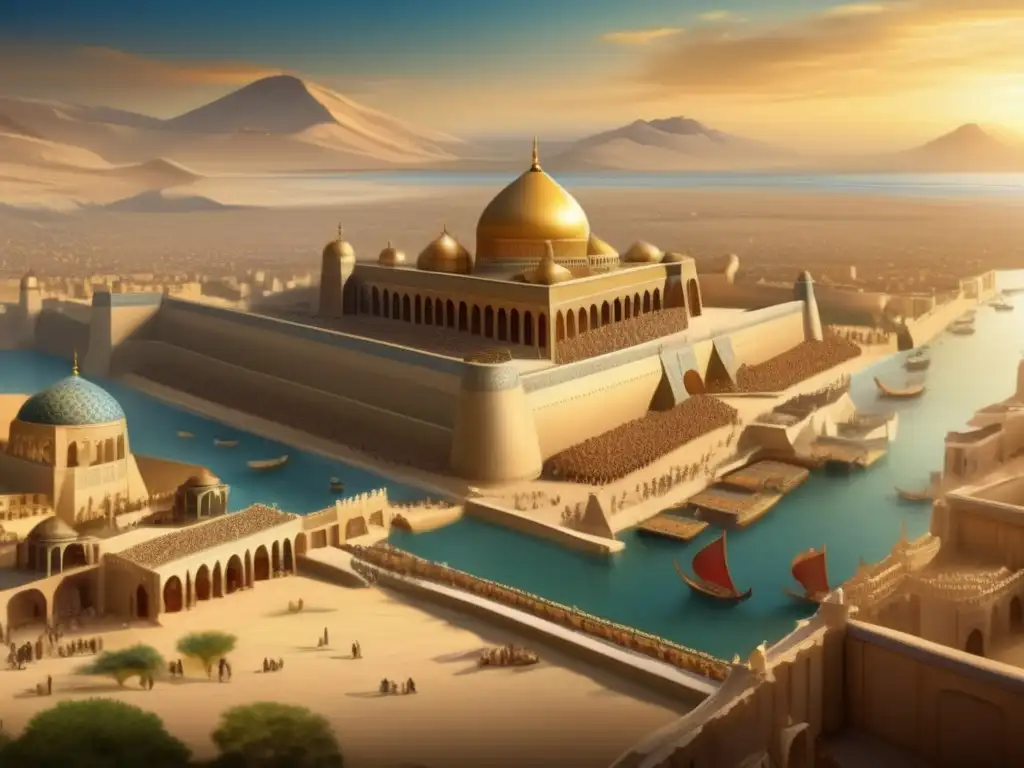Un detallado cuadro digital del vasto Imperio Aqueménida bajo el reinado de Ciro el Grande, capturando su grandeza y expansión
