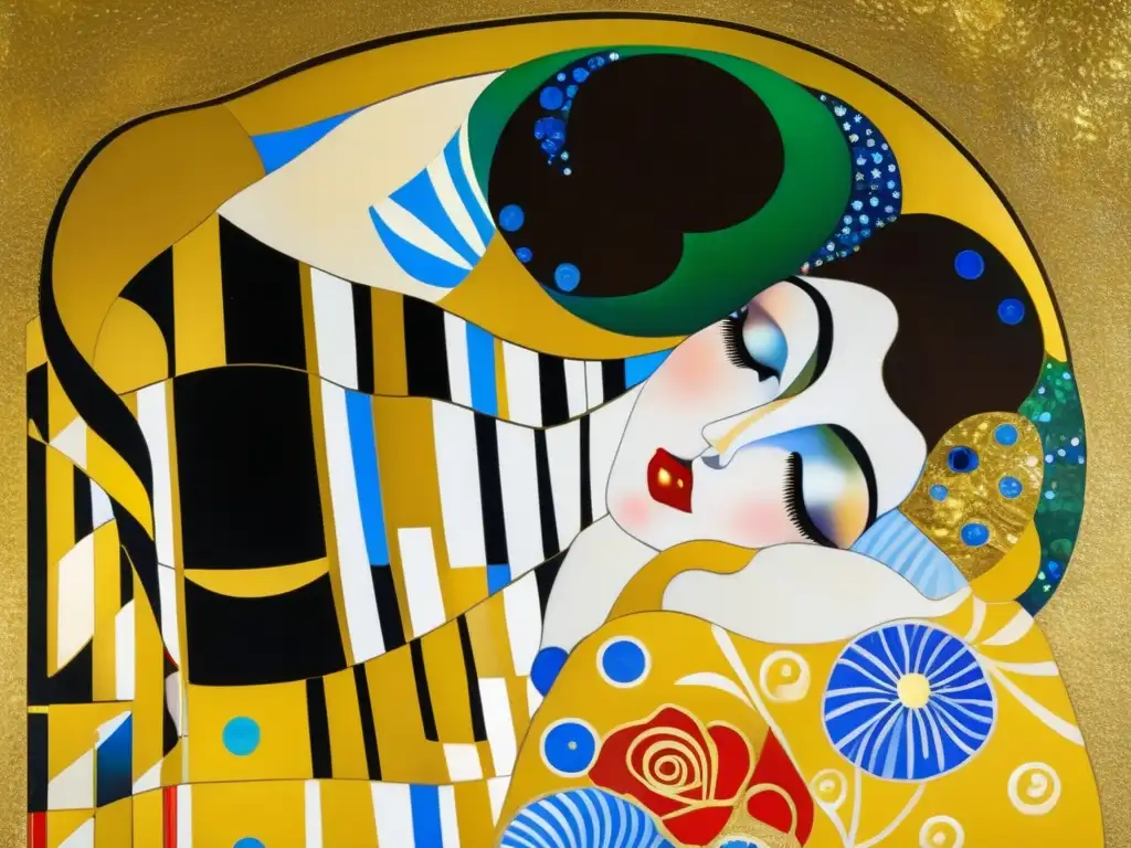 Un detalle impresionante de 'El Beso' de Gustav Klimt, reflejando la revolución artística
