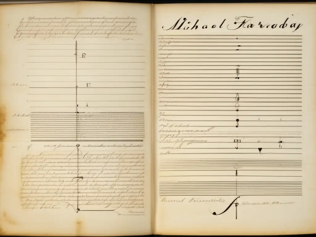 Detalle impresionante de las notas manuscritas originales de Michael Faraday sobre la inducción electromagnética