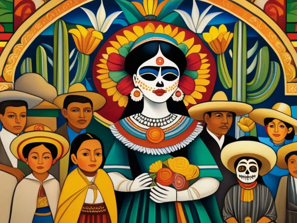 Un detalle vibrante del mural 'Sueño de una Tarde Dominical en la Alameda Central' de Diego Rivera, destacando la icónica figura de La Catrina