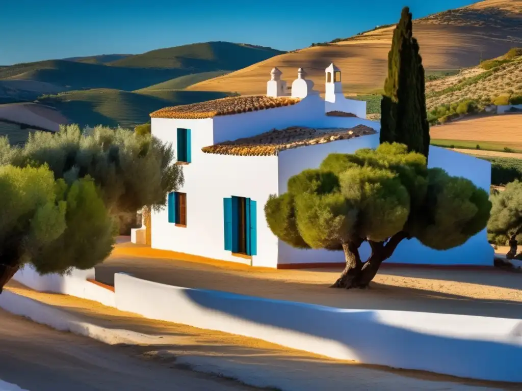 Un día soleado en la casa de la infancia de Federico García Lorca en Fuente Vaqueros, España, rodeada de la belleza atemporal del campo andaluz