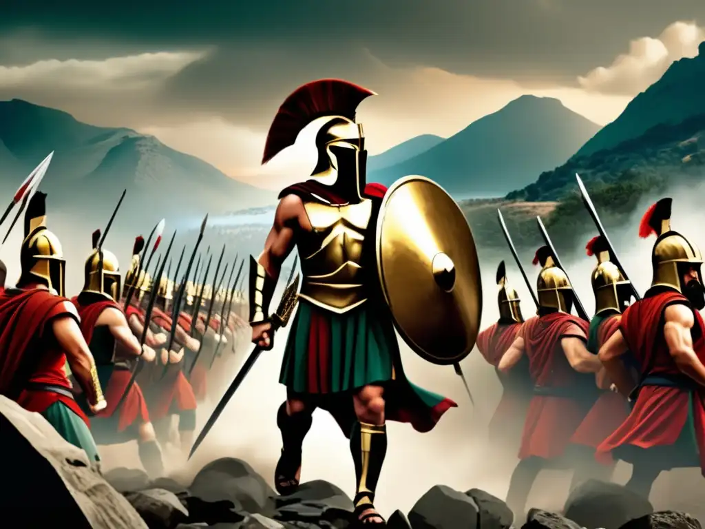 Una representación digital moderna y asombrosa de la Batalla de las Termópilas, capturando la intensidad de los guerreros espartanos en detalle
