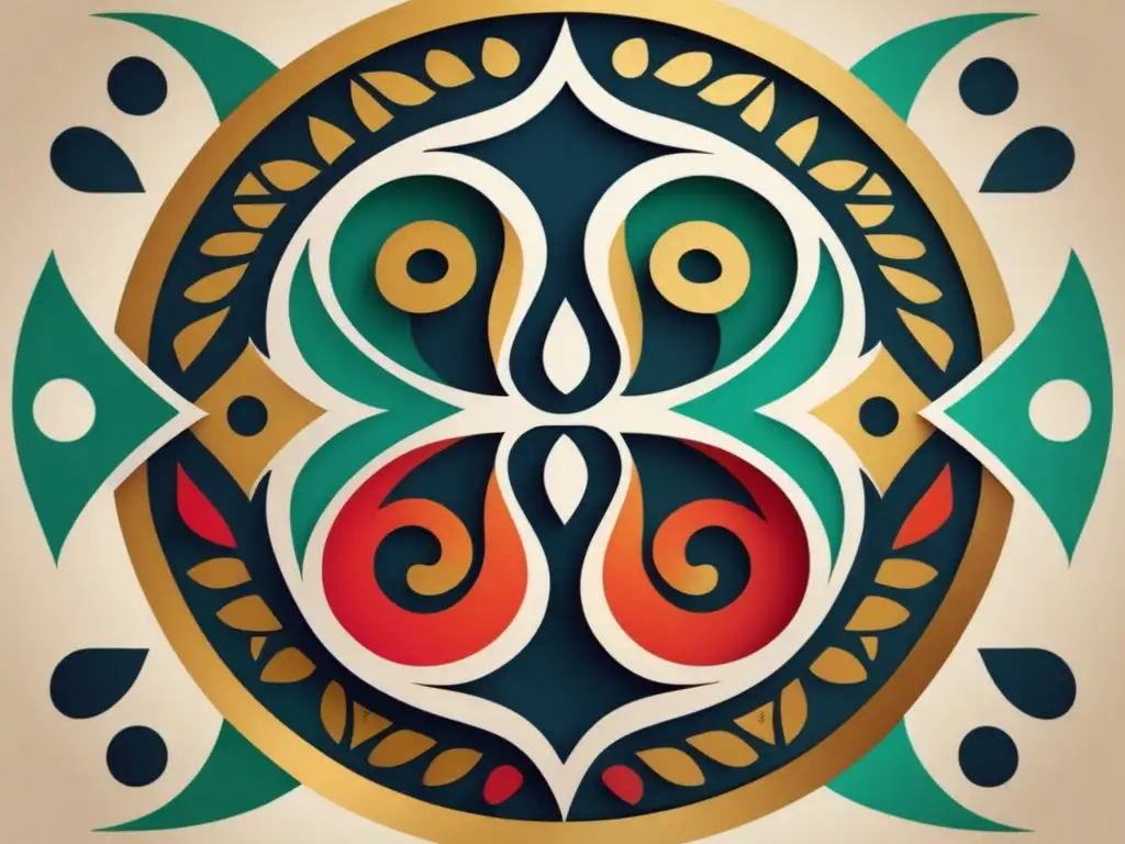 Una ilustración digital moderna de alta resolución de un vibrante símbolo Adinkra, con patrones geométricos intrincados y colores llamativos