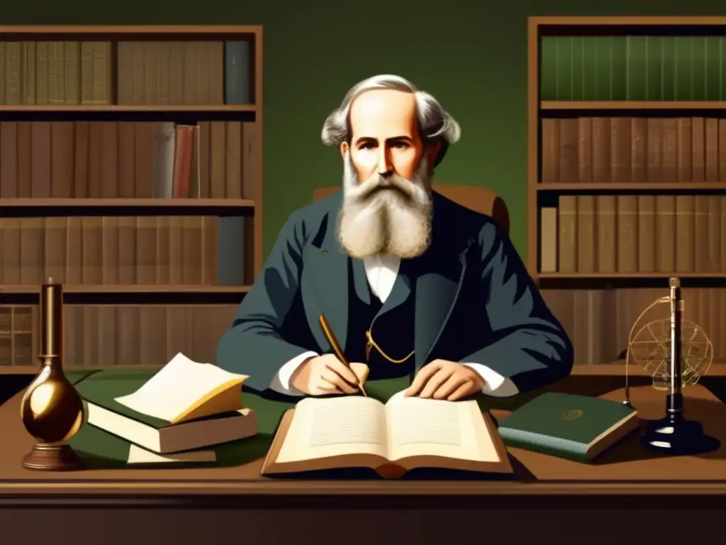 Una ilustración digital moderna y de alta resolución de James Clerk Maxwell en sus últimos años