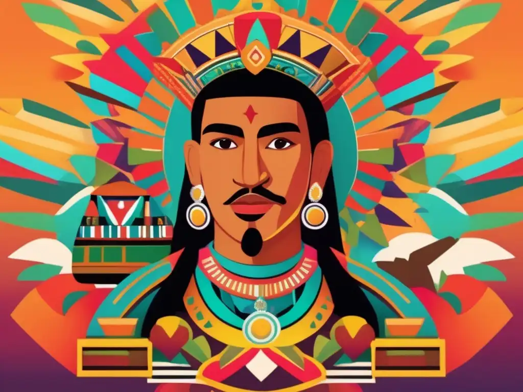 Una ilustración digital vibrante y moderna del estudio de las festividades aztecas de Fray Bernardino, fusionando elementos tradicionales y modernos en una composición dinámica y colorida