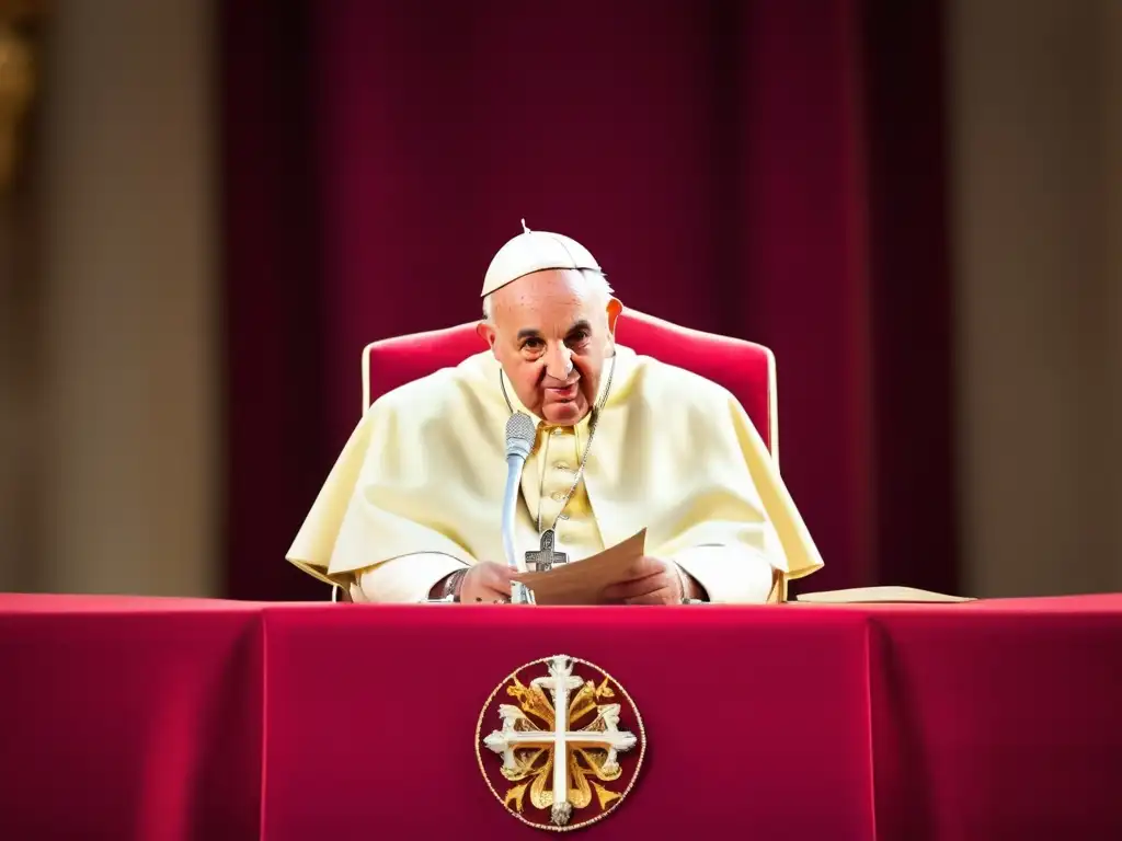 Un momento histórico: El Papa Juan XXIII en el Concilio Vaticano II El Papa Juan XXIII pronuncia un discurso en el Concilio Vaticano II, irradiando calidez y compasión