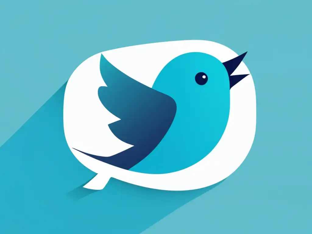 Un diseño minimalista y moderno de un pájaro azul sobre un bocadillo blanco, simbolizando la simplicidad y la comunicación directa de Twitter