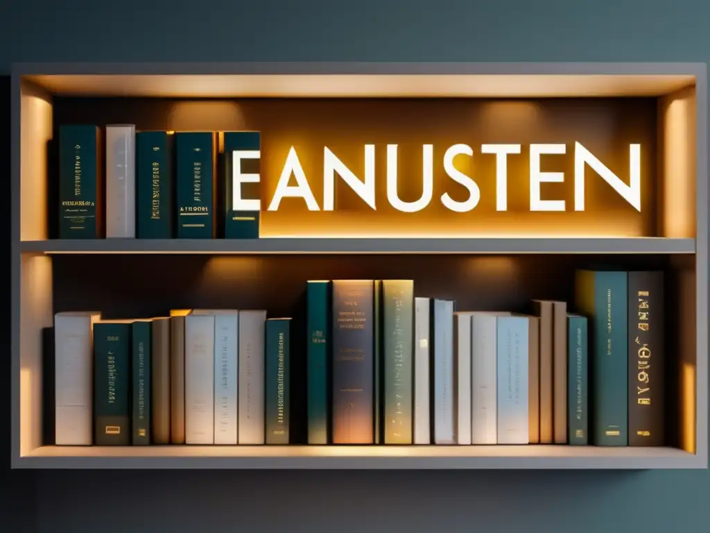 Un elegante estante minimalista con novelas de Jane Austen