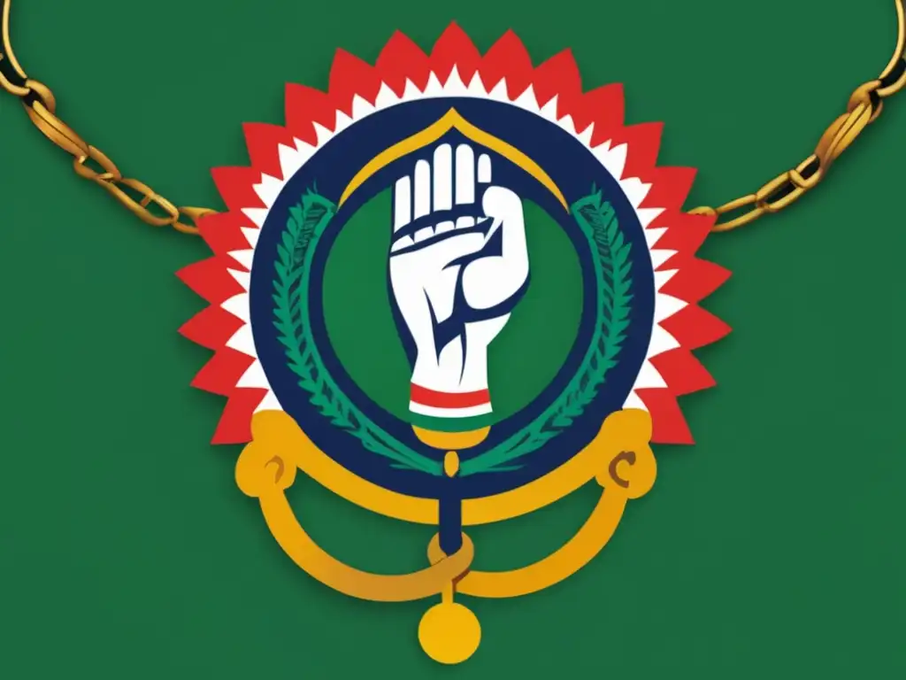 Un emblema nacional de la India se entrelaza con cadenas rotas, simbolizando la lucha contra la corrupción