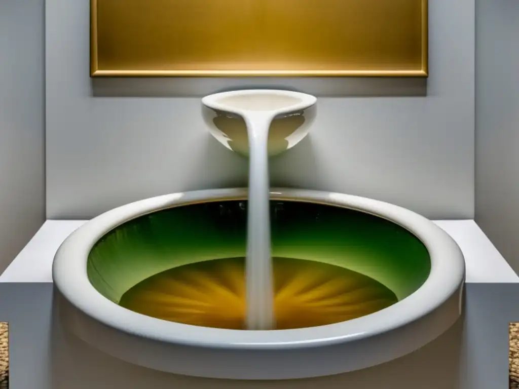Bajo el encabezado '<h2>Legado y Repercusión</h2>', se muestra una detallada imagen en 8k de la icónica obra de arte 'Fountain' de Marcel Duchamp