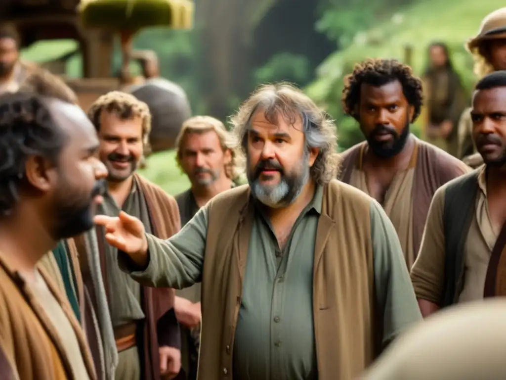 Peter Jackson, director entregado, dirige con pasión en un set detallado