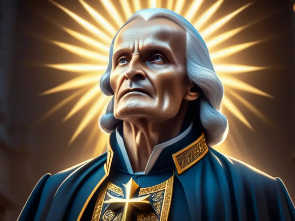 San Juan María Vianney: Batalla espiritual épica en 8k San Juan María Vianney libra una épica batalla contra el mal, rodeado de poderosa luz divina