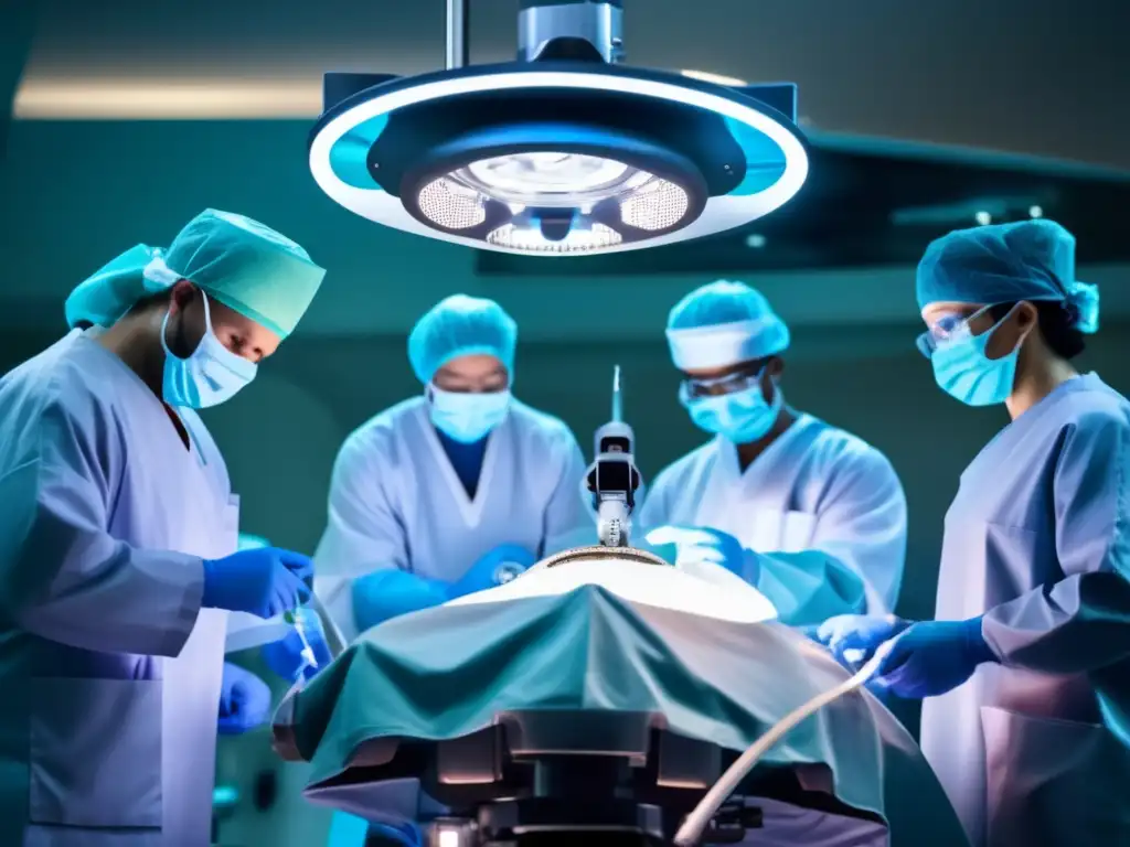 Un equipo de cirujanos realiza una delicada operación con intensidad en un quirófano moderno