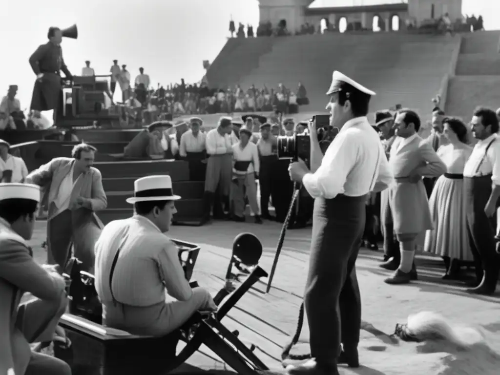 Sergei Eisenstein dirige una escena de 'El acorazado Potemkin', capturando la intensa emoción y espíritu revolucionario de la película