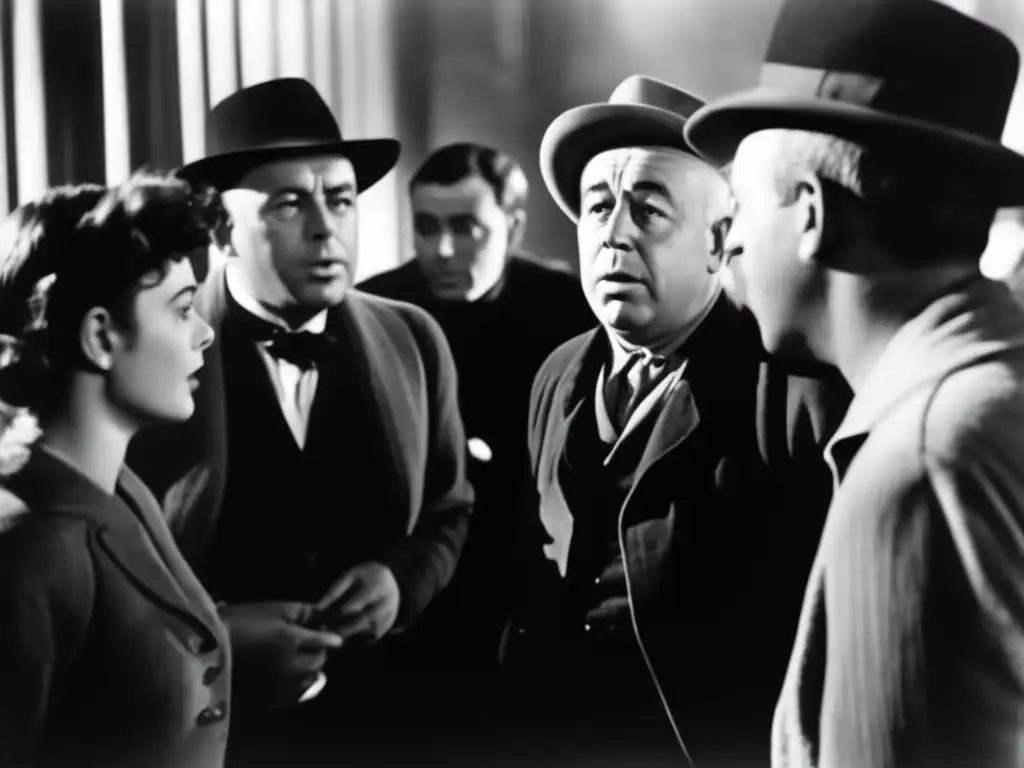 Jean Renoir dirige una escena en un set de filmación en blanco y negro, destacando la intensidad de sus instrucciones