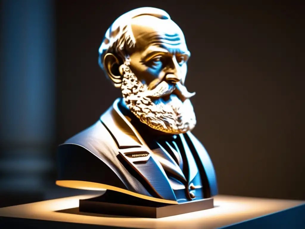 Una escultura moderna y detallada de William Thomson Kelvin en un elegante museo