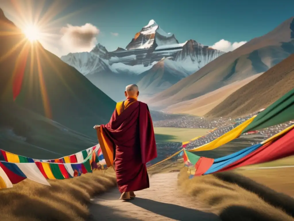 El Dalai Lama, líder espiritual, contempla las montañas con compasión