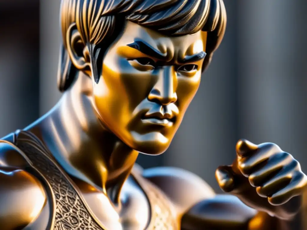 Estatua de bronce de Bruce Lee, reflejando su influencia en las artes marciales