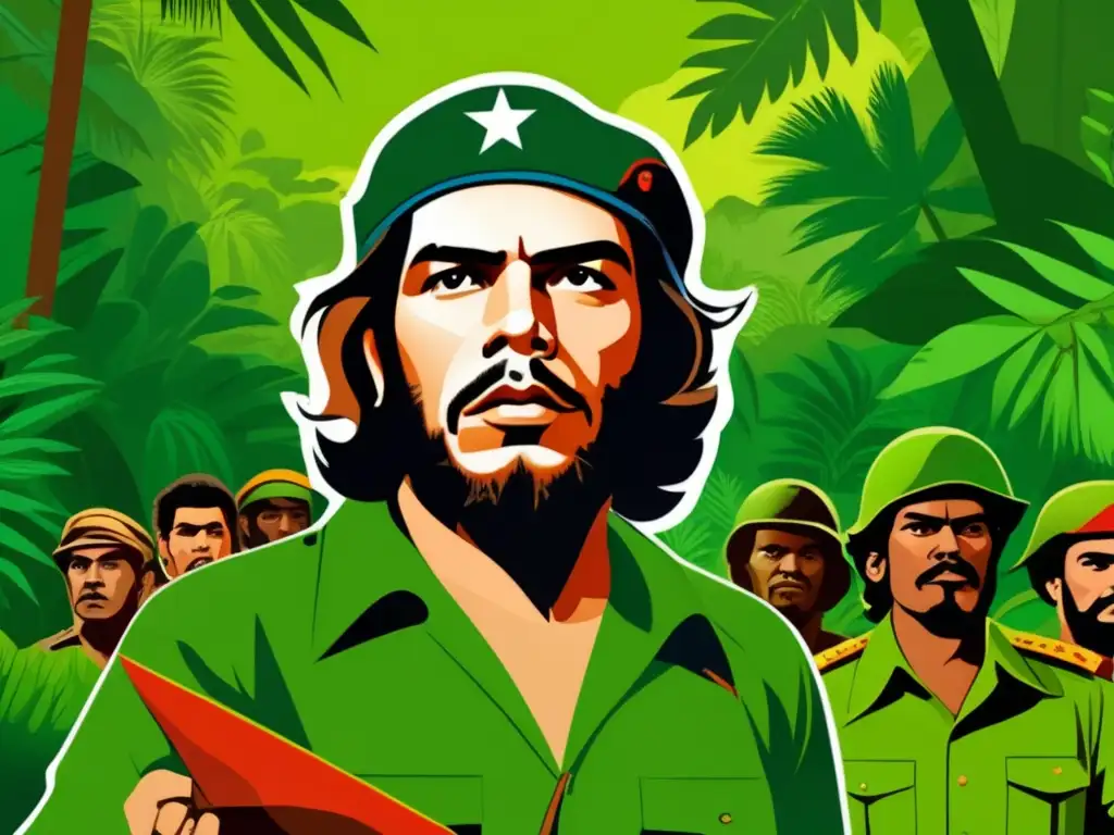 Che Guevara lidera estrategias de guerra de guerrillas en la densa jungla