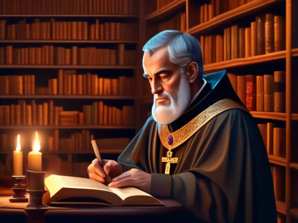 En el estudio de Anselmo de Canterbury, iluminado por velas, se sumerge en su argumento ontológico