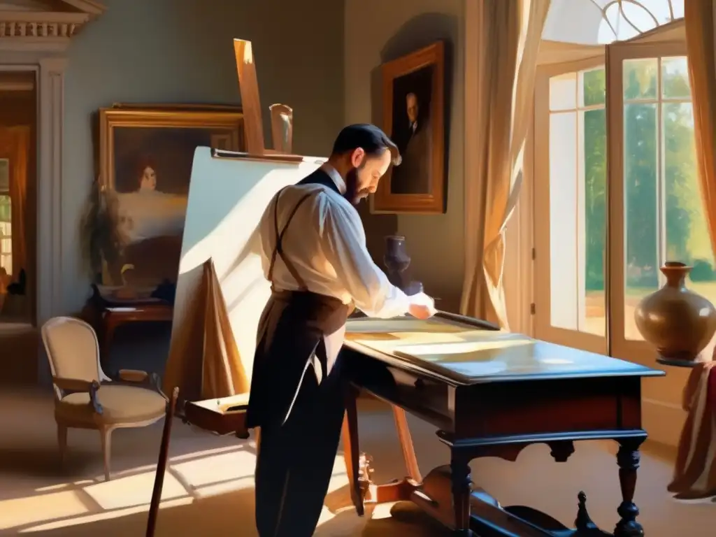 En el estudio, John Singer Sargent crea un retrato, inmerso en luz natural