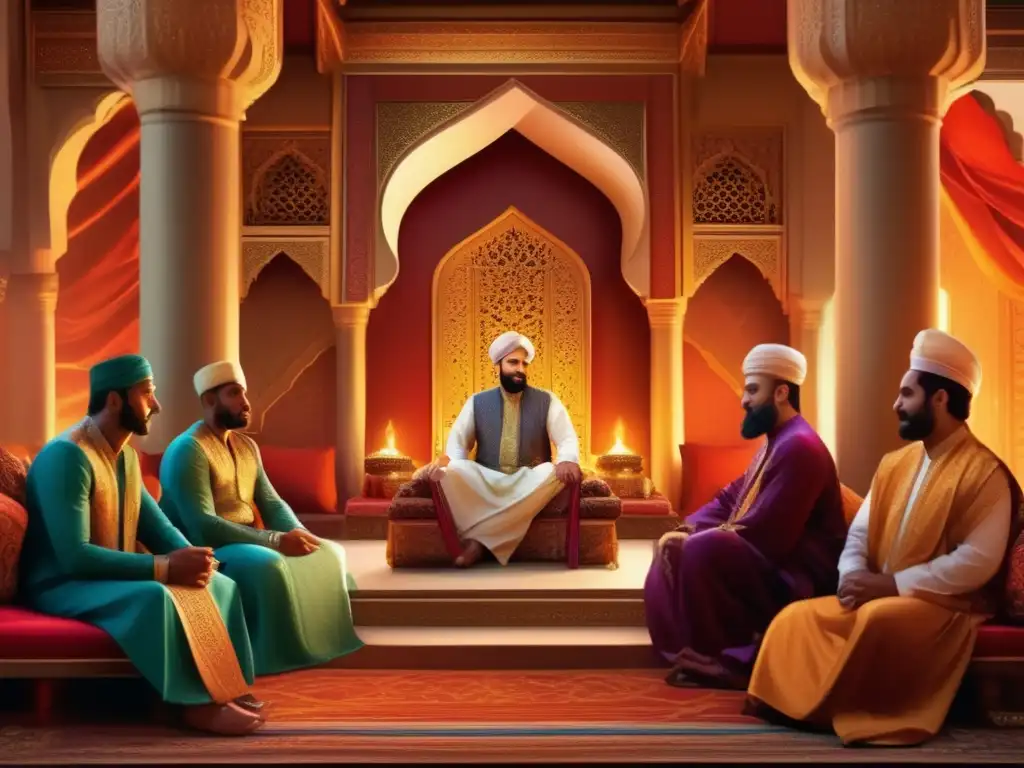 En la exuberante corte del califa Harun alRashid en 'Las Mil y Una Noches', el opulento trono y la suntuosa decoración reflejan su legendaria grandeza