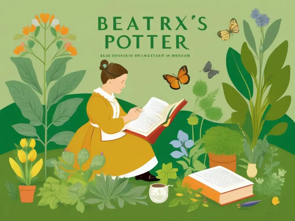 En una exuberante y vibrante ilustración, Beatrix Potter documenta plantas con pasión, destacando su vida botánica como mujer pionera