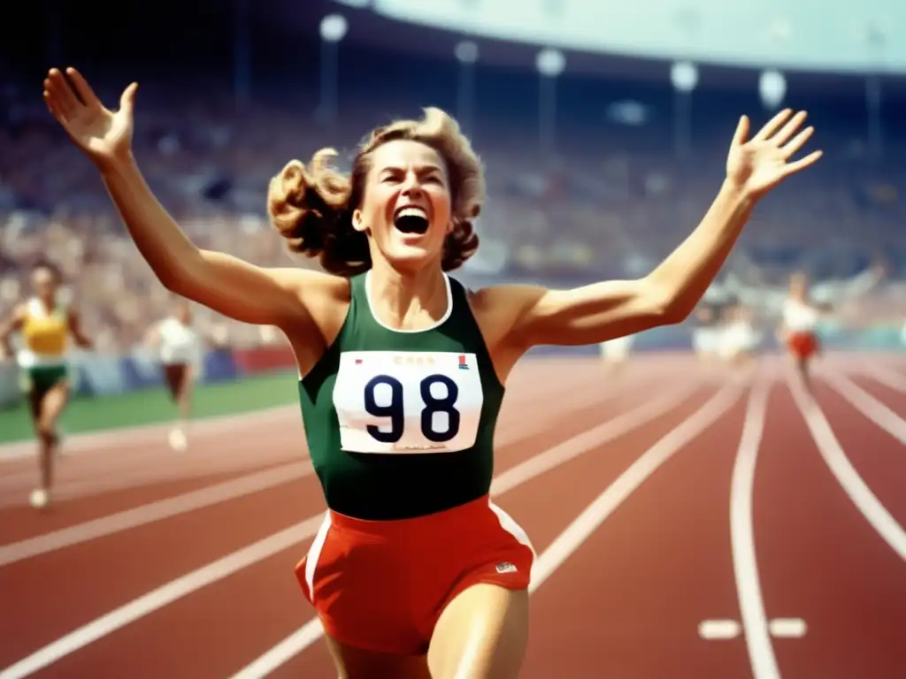 Fanny BlankersKoen muestra determinación y emoción al cruzar la meta en los Juegos de 1948, destacando su biografía y logros