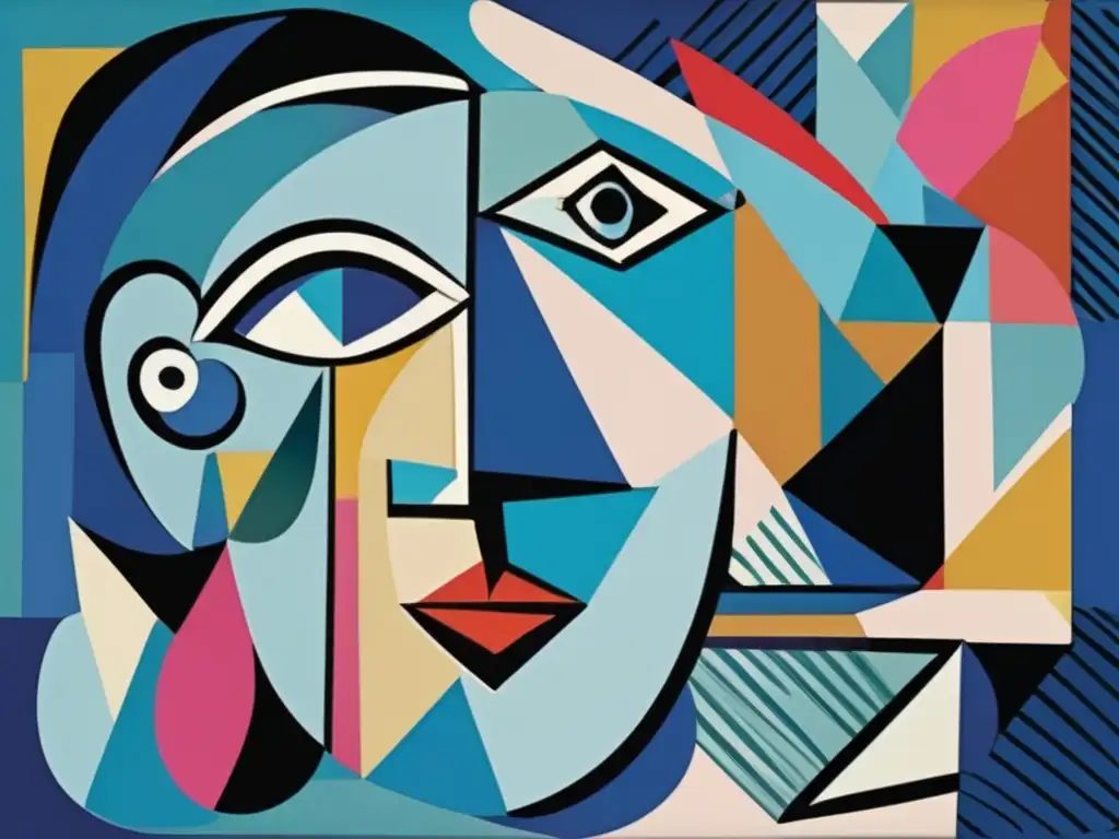 Una fascinante biografía completa de Pablo Picasso plasmada en un collage digital de alta resolución, que fusiona sus diferentes períodos artísticos