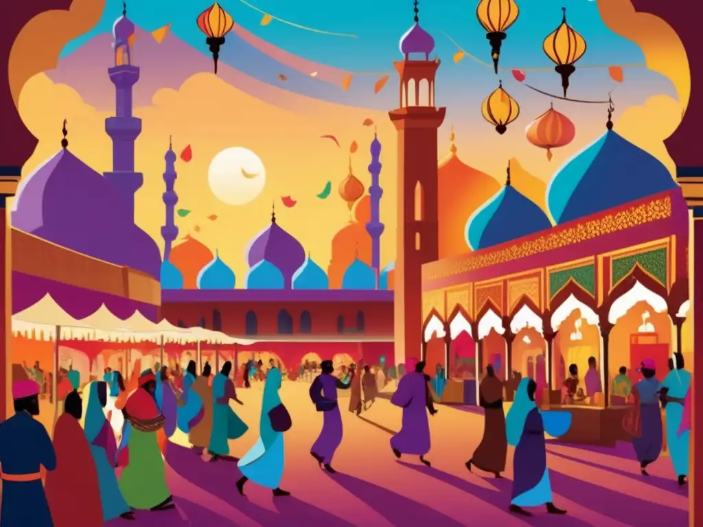 Ibn Battuta disfruta de festividades en un bullicioso mercado del mundo musulmán