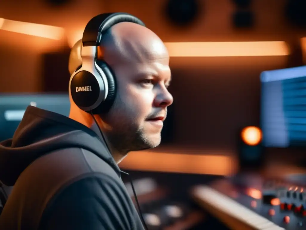 Daniel Ek, fundador de Spotify, ajusta niveles en un estudio de grabación