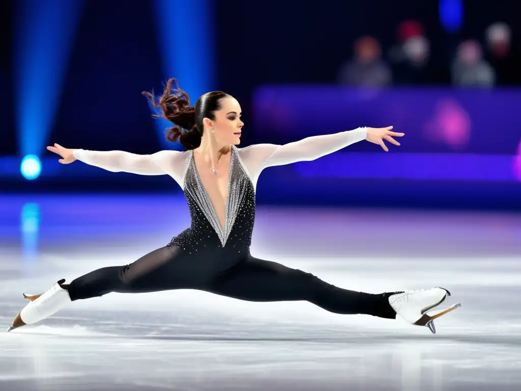 Tessa Virtue patinando con gracia: historia de Tessa Virtue en el patinaje representada en una imagen de alta resolución