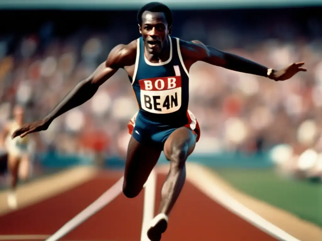 Bob Beamon desafía la gravedad en su icónico salto largo en los Juegos Olímpicos de 1968