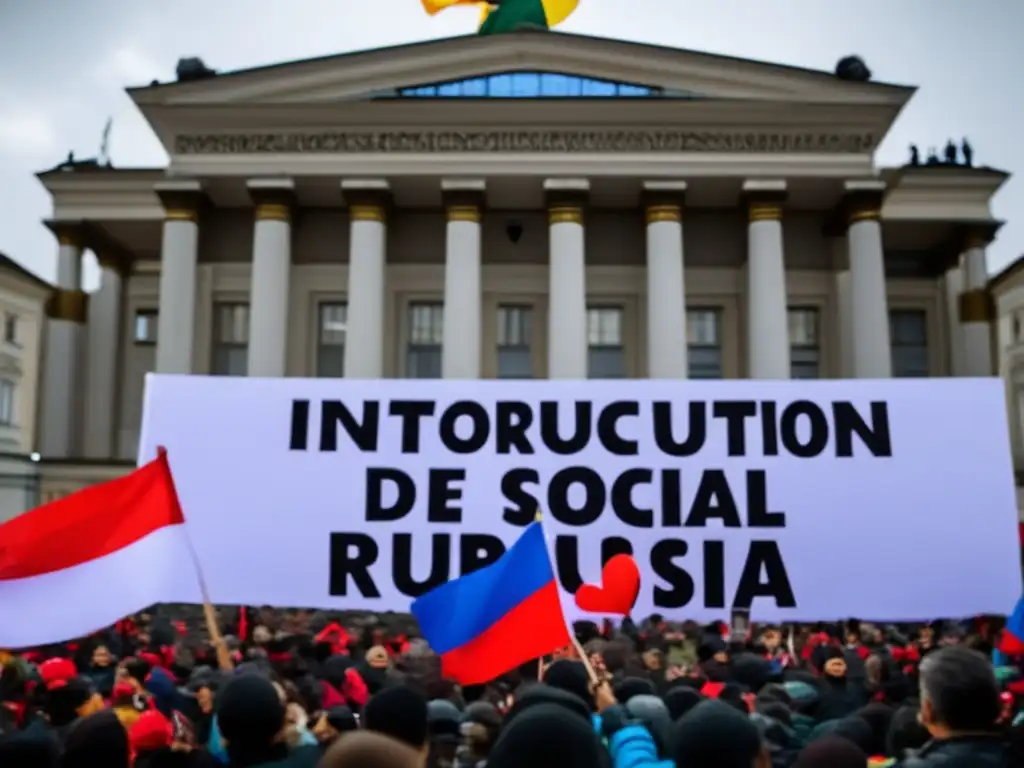 Un grupo de activistas apasionados sostiene carteles con mensajes poderosos frente a un imponente edificio gubernamental en Rusia