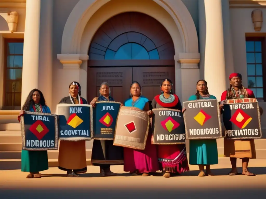 Tribu indígena lucha por sus derechos frente al gobierno - Imagen 8k Un grupo de activistas tribales desafió el sistema histórico con mensajes poderosos en defensa de los derechos indígenas
