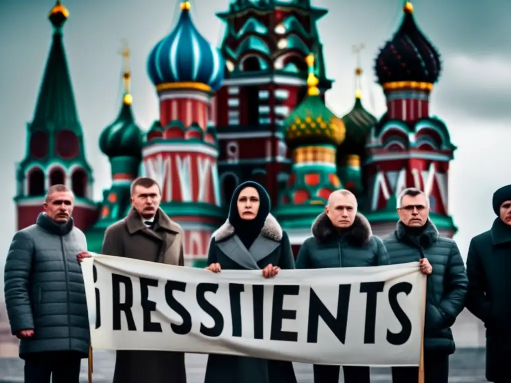 Un grupo de disidentes rusos desafían el Kremlin con mensajes de protesta, en un ambiente solemne y decidido