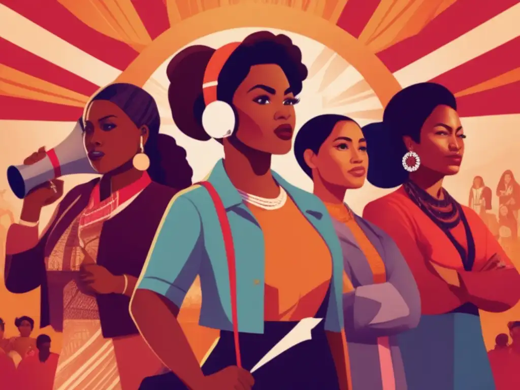 Un grupo diverso de activistas femeninas destacadas en la historia, unidas en solidaridad