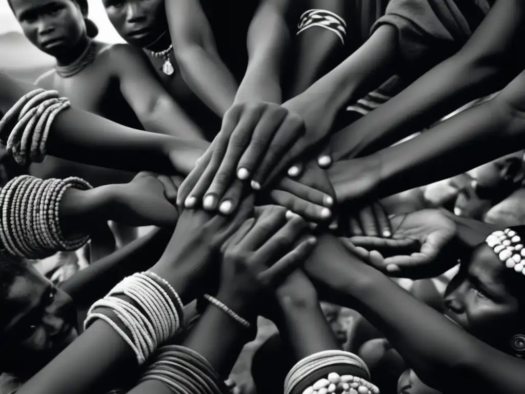 Un grupo de indígenas se toman de las manos en un círculo, mostrando determinación y unidad