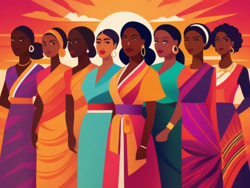 Un grupo de mujeres diversas de distintas épocas y culturas, unidas con determinación y fuerza